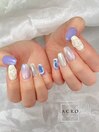 青色デザインネイル