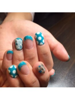 クリスタルネイル ボンベルタ橘店(CRYSTAL NAIL)/ドット×３Dフラワーネイル