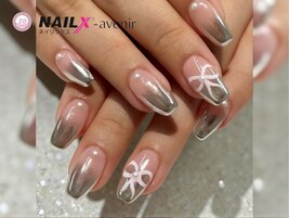 シルバーミラー+手描きりぼん