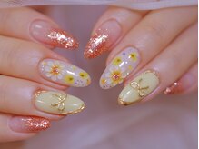 幻之花ネイル/ぷっくりひまわり　夏ネイル　