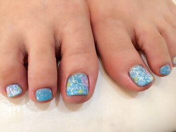 ネイルケアサロンエルミタージュ/ブルーフラワーＦＯＯＴ