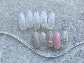 ネイルサロン ジョアアンジェ 天王寺店(joie ange)/パール　シンプル　キレイめ