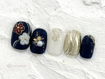 ネイルメゾン 池袋店(NAIL MAISON)/梅和柄成人式ブライダル¥8000