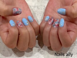 リキッドネイル×たらし込み×春