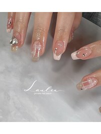 チェック×ワンホンネイル