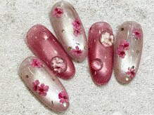 チェリーズネイル(Cherrys Nail)/マグネット ピンク 押し花ネイル