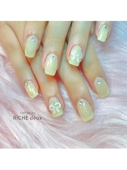 リッシュ ドゥ(RICHE deux)/手書きぷっくりリボンネイル