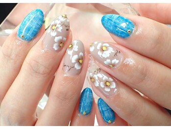 ネイル ロッカ(nail LOCCA)/デニム・フラワーネイル　