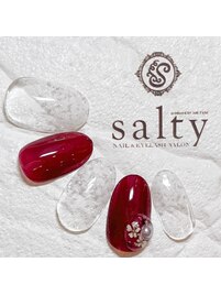 押し花冬ネイル