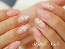 スタイリッシュネイルズ(Stylish Nails)/ピンク×シェル埋め込み