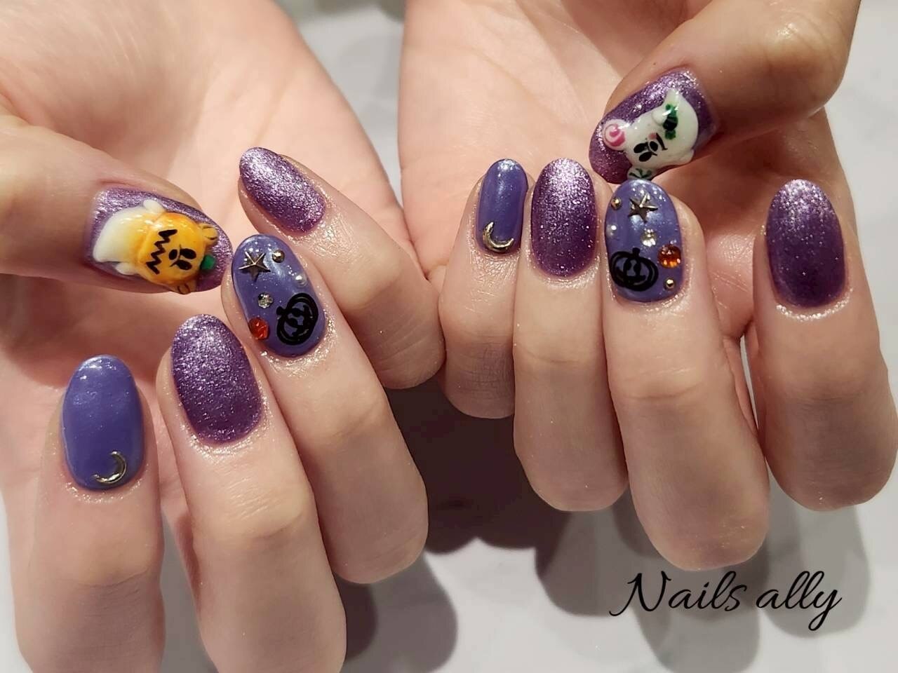 光るハロウィンブラックマグネットニュアンスネイル お化け かぼちゃ 秋 黒 光るハロウィンブラックマグネットニュアンスネイル お化け かぼちゃ