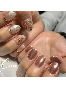 キュア(Cure)/押し花×ミラーネイル
