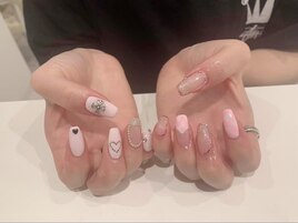 紫陽花ネイル しずく短い爪