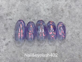 ネイル アンド アイラッシュ ヨンマルニ(Nail&eyelash 402)/オーロラパープルネイル♪