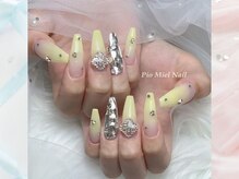 ピオミエルネイル 新宿(pio miel nail)/春イエロー×宝石ネイル