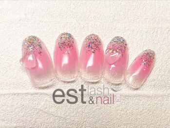 エストラッシュアンドネイル 銀座店(est lash&nail)/クリアハートチークネイル