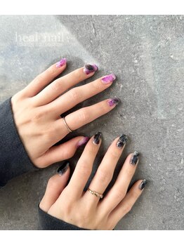 ヒールネイル(heal nail)/ニュアンス ink×もやもや×凹凸