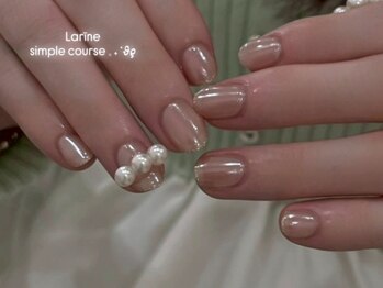 ラリーネ 表参道店(Larine)/ベージュ×パールネイル