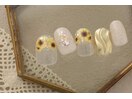 7000円　向日葵　ミラーネイル