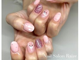 春ネイル/くまちゃんネイル