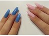 【チップジェル長さ出し＋ワンカラー・ラメ】￥6800