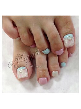 ネイルサロン ビューティーマジック 川口店/フット パステルマーブル