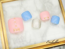 (823)パステルリボンネイル