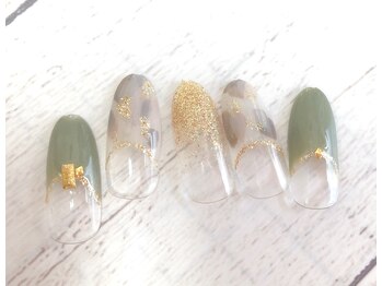 ネイル サロン シエル(Ciel)/逆フレンチ ホワイトべっこう