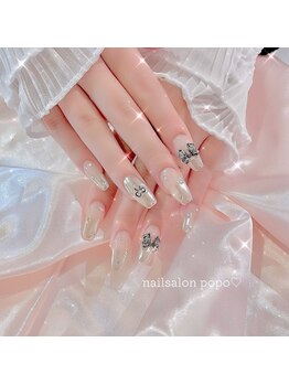 ポポ 横浜(popo)/リボン◇ミラーネイル