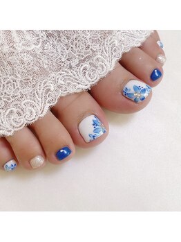 ピオニーネイル(peony nail)/鮮やかブルーフラワー