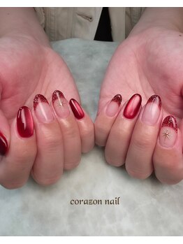 コラソンネイル(corazon nail)/HAND☆90分コース☆レッドネイル