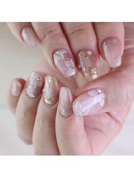 ピオニーネイル(peony nail)/フラワーミラーネイル
