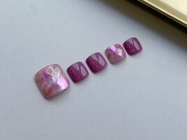 フットネイル水彩画ピンク