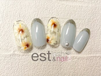 エストラッシュアンドネイル 銀座店(est lash&nail)/ひまわりラメフレンチネイル