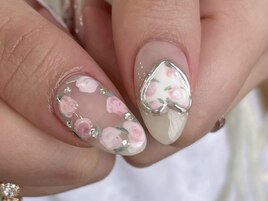 ハートネイル お花ニュアンス