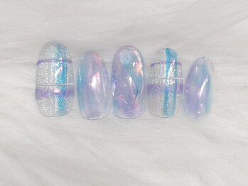 ネイル アンド アイラッシュ ヨンマルニ(Nail&eyelash 402)/オーロラチェックネイル♪