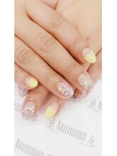 ネイリシャス(NAILICIOUS)/手描きフラワーパステルフレンチ