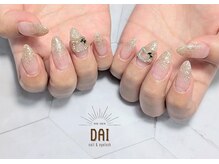 アークヘアーダイ ネイル アンド アイラッシュ(ARK HAIR DAI)/ラメグラ（有料パーツ使用）