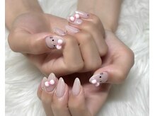 ネイルアンドアイラッシュスタジオ シュシュ(chouchou)/ワンカラー×猫×リボン