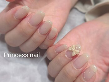 プリンセスネイル(Princess nail)/ワンホンベージュリボン9,700