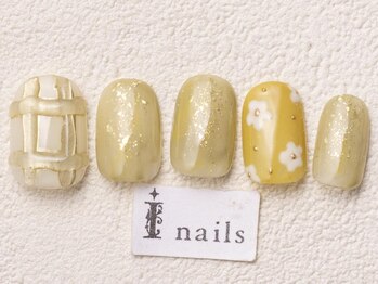 アイネイルズ 渋谷店(I nails)/イエローチェックお花