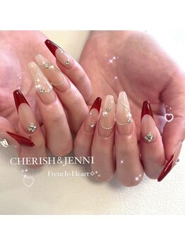 フレンチ×ハートネイル