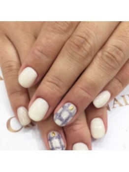 クリスタルネイル ボンベルタ橘店(CRYSTAL NAIL)/ワンカラー×チェック