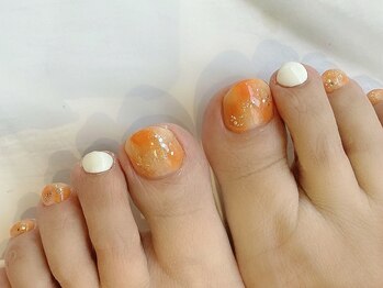 ネイルキュート アンド クールラッシュ 亀有店(nailcute & CoolLash)/オレンジネイル