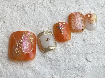 アイネイルズ 池袋店(I-nails)/オレンジゴールドフット