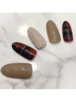 アラ ウィー ナッティー ネイル 北千住店(Aala wi Natty nail)/チェック×ニットネイル