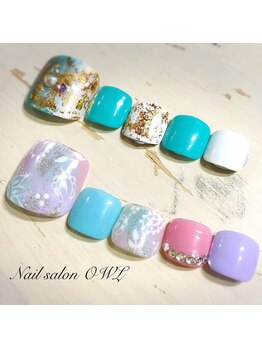 ネイルサロン アウル(Nail Salon OWL)の写真/定額コースで叶う、足元からお洒落に☆気分も上がるフットネイル体験♪
