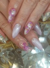 マイネイルアンドアイラッシュ(MyNail&Eyelash)/手描きフラワー(パンジー)