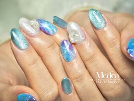 ブルーパープル天然石ネイル