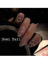 Domi Nail Salon 渋谷店　長さだし/持ち込み/フィルイン/ワンホン/ラメグラ×ヒョウ柄＊